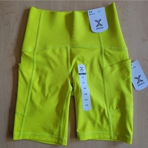 NWT Xersion Neon Yellow Biker Shorts